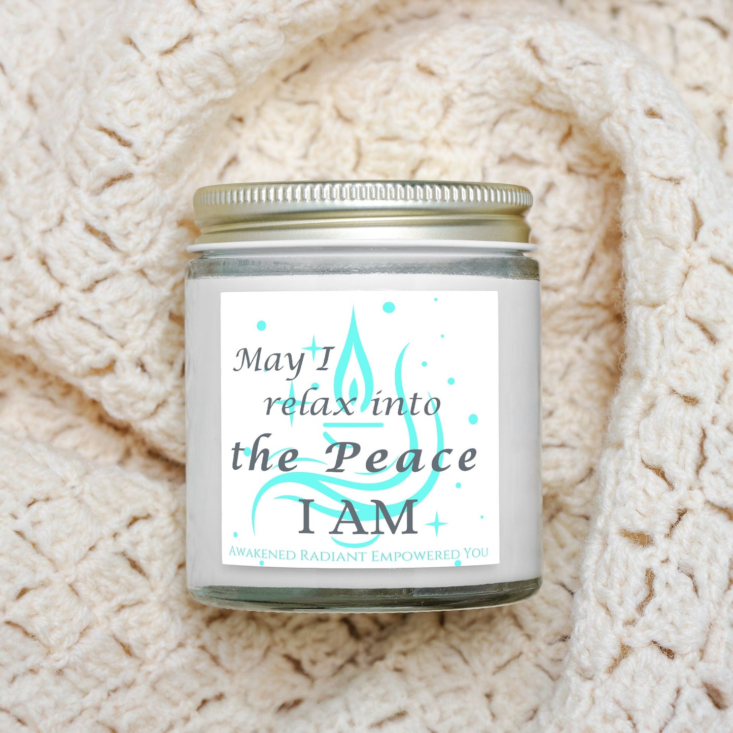 May I Relax Into The Peace I AM 4 oz Clear Jar Candle