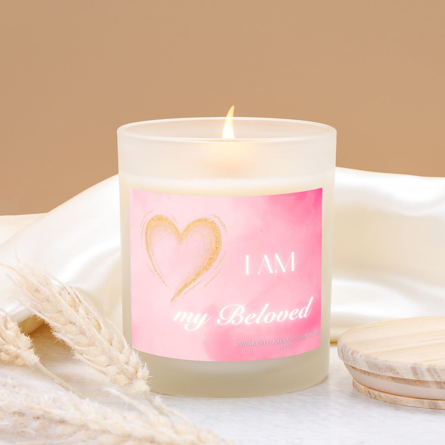 I AM My Beloved 9 oz Frosted Glass Candle