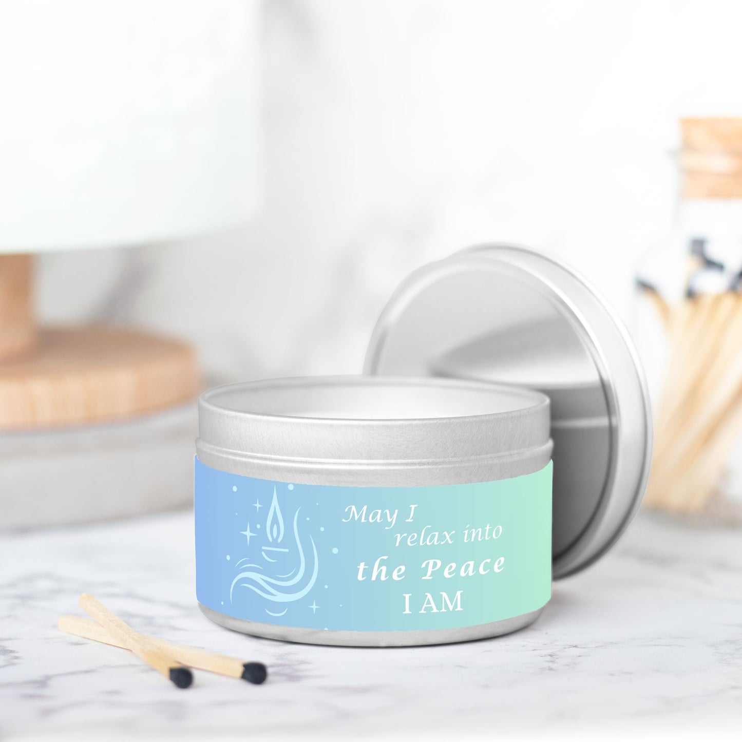 May I Relax Into The Peace I AM 8 oz Candle Tin