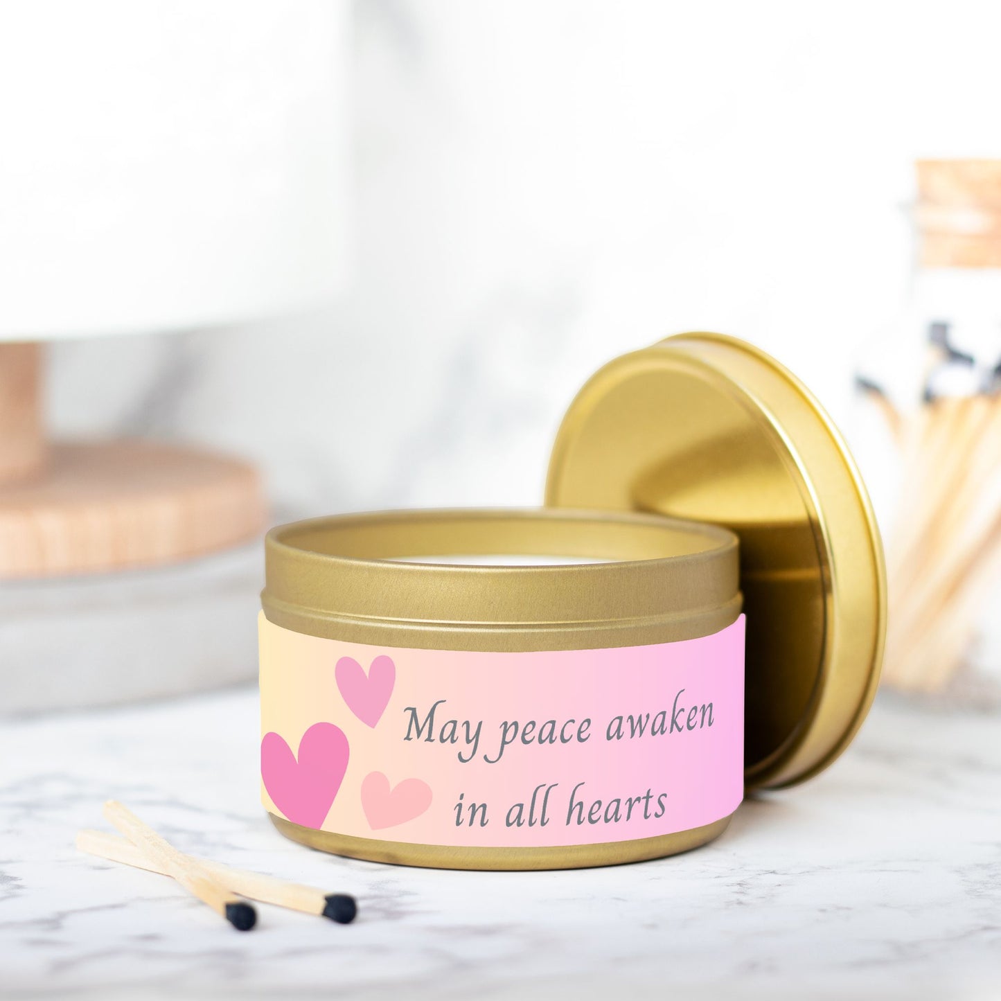 May Peace Awaken In All Hearts 8 oz Candle Tin