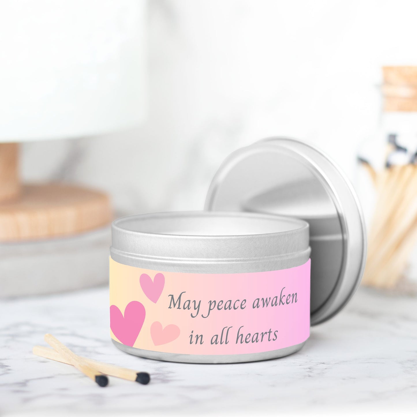 May Peace Awaken In All Hearts 8 oz Candle Tin