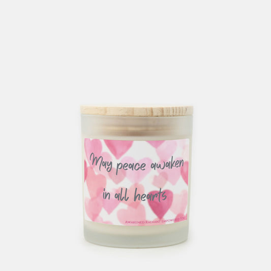 May Peace Awaken In All Hearts 9 oz Frosted Glass Candle