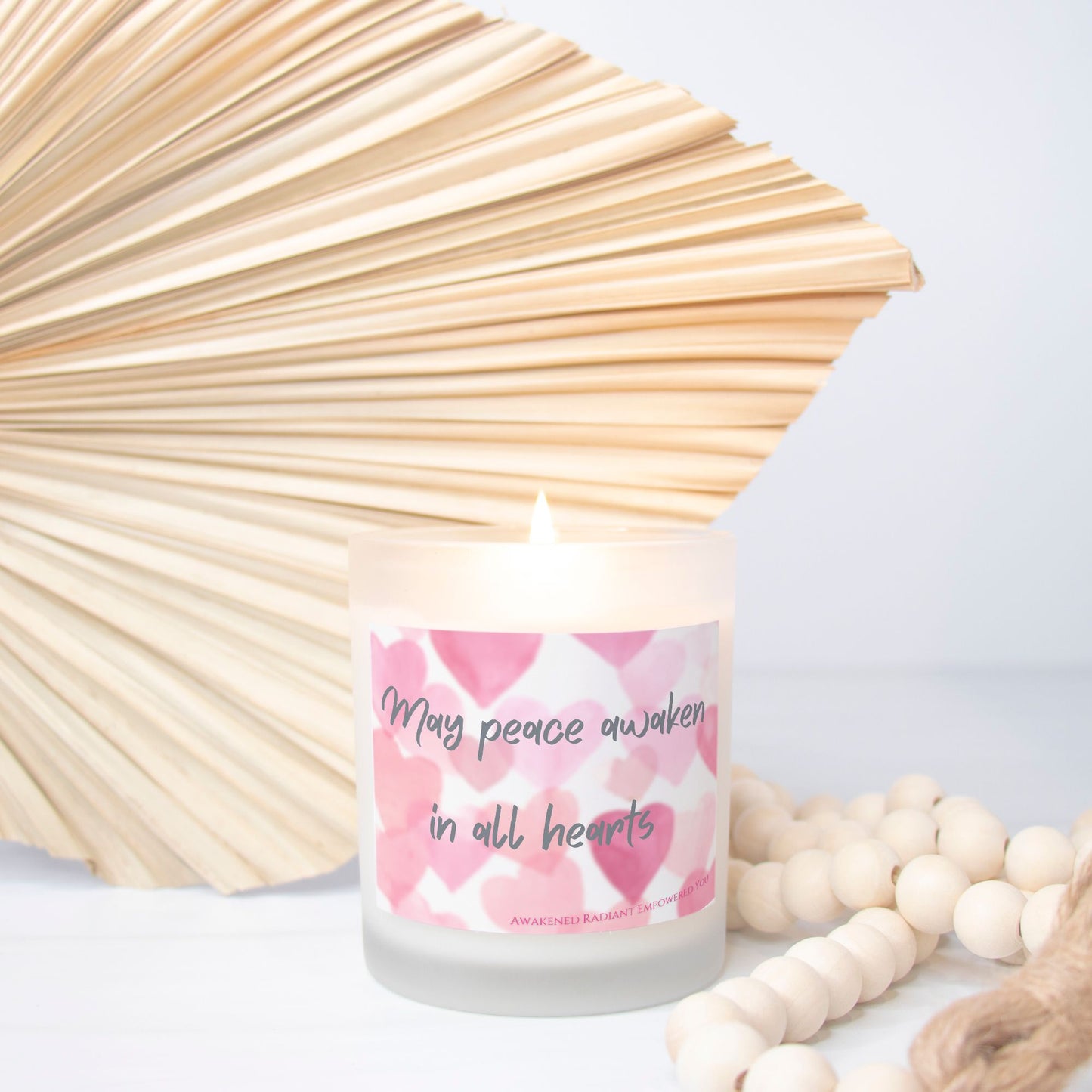 May Peace Awaken In All Hearts 9 oz Frosted Glass Candle