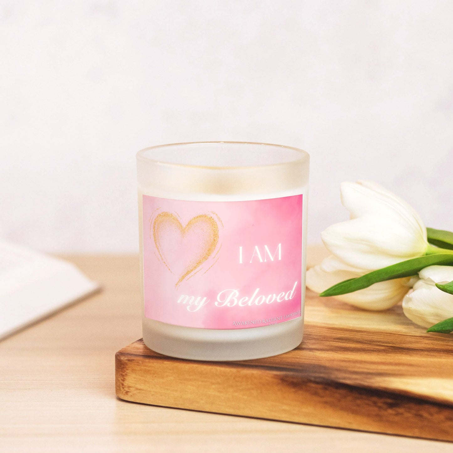 I AM My Beloved 9 oz Frosted Glass Candle