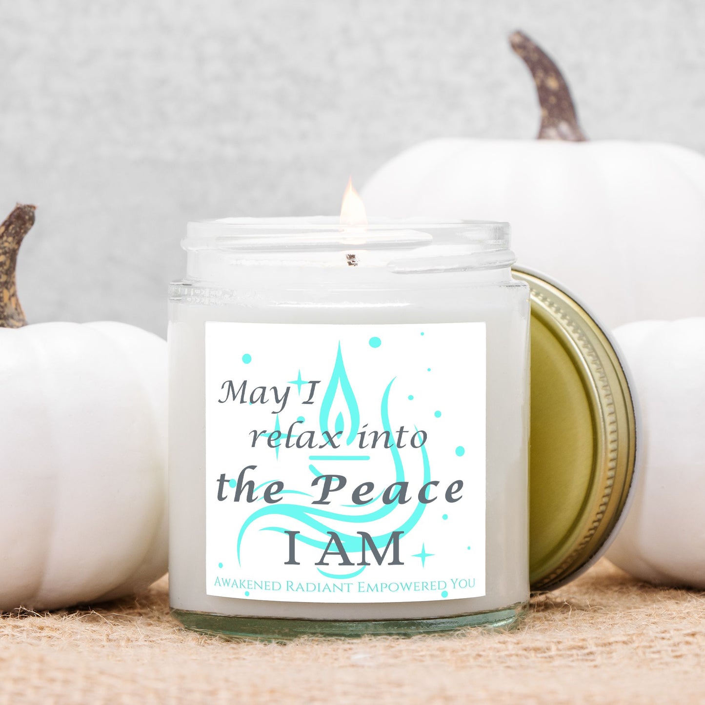 May I Relax Into The Peace I AM 4 oz Clear Jar Candle