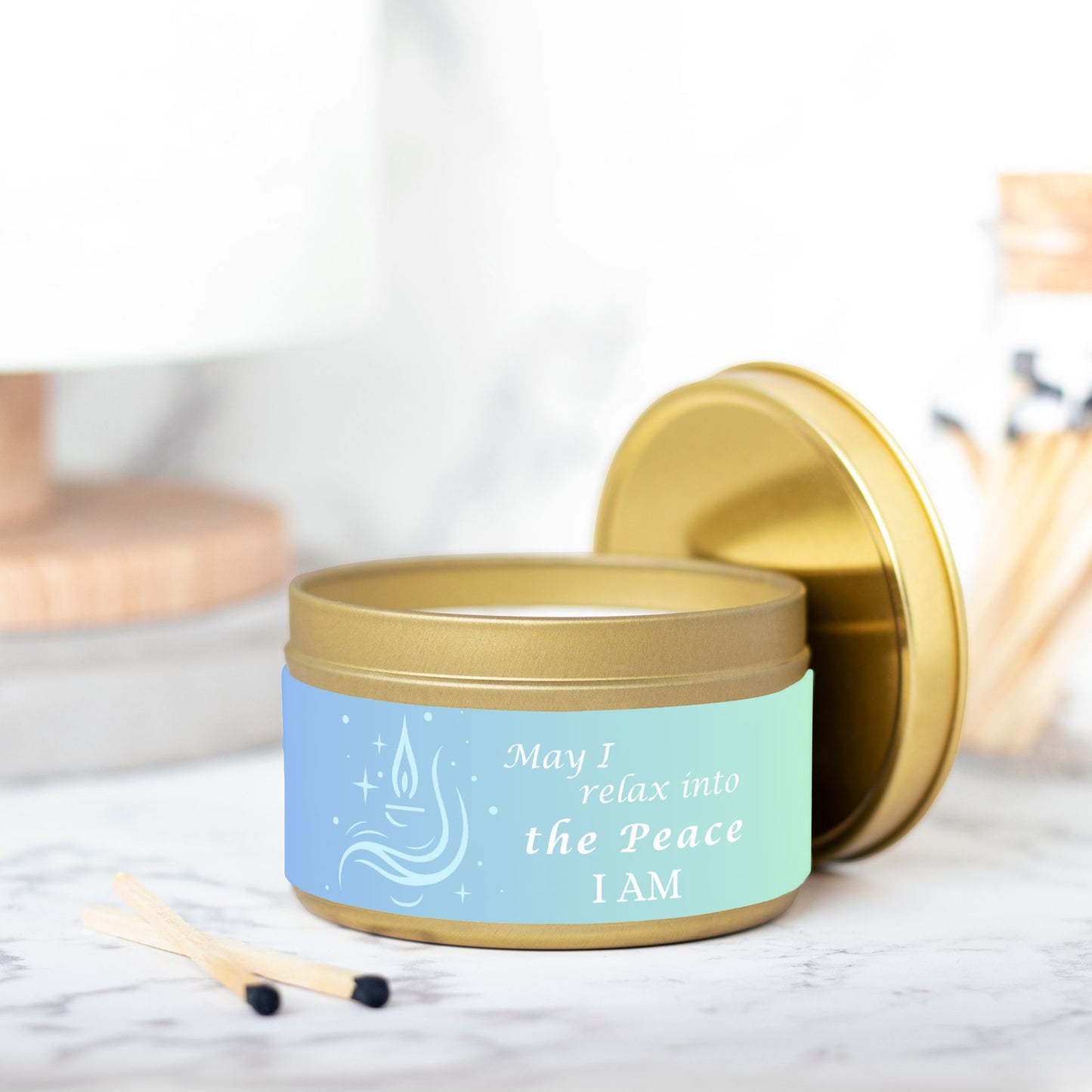 May I Relax Into The Peace I AM 8 oz Candle Tin