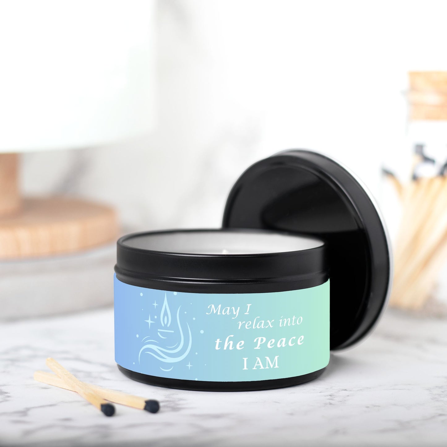 May I Relax Into The Peace I AM 8 oz Candle Tin