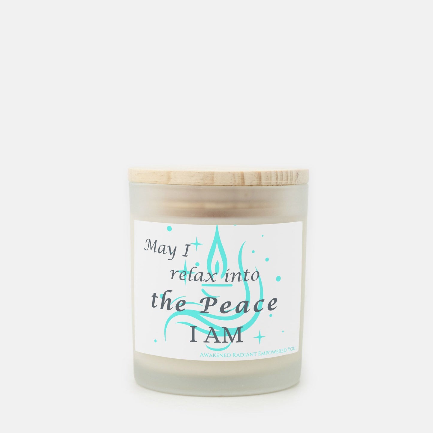 May I Relax Into The Peace I AM 9 oz Frosted Glass Candle